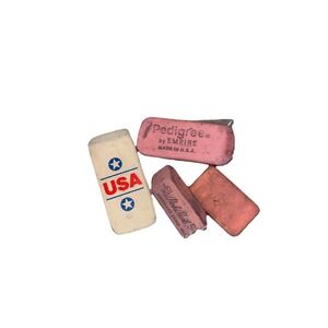 Lot Of 4 Vintage Erasers Pink Pearl & Pedigree‎ Pencil Erasers USA Collectibles